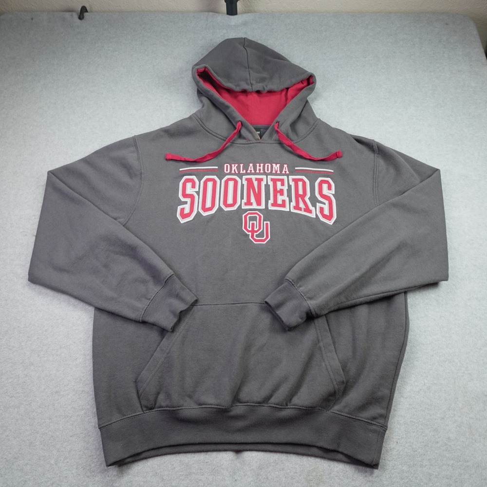 Oklahoma Sooners Hoodie Mens Large Gray Collegiate Pullover NCAA Colosseum